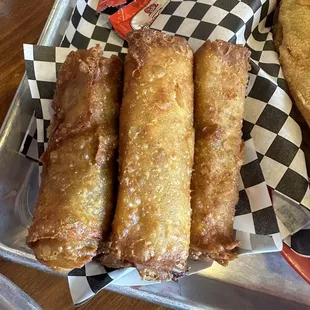 Boudin egg rolls  Crispy, fresh a little spice overall good