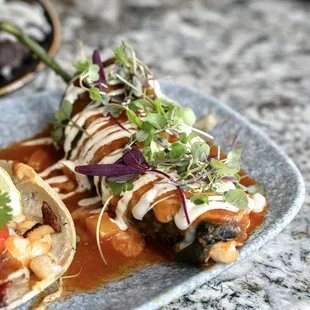 Shrimp &amp; Lobster Chile Rellano (Seafood Trio).