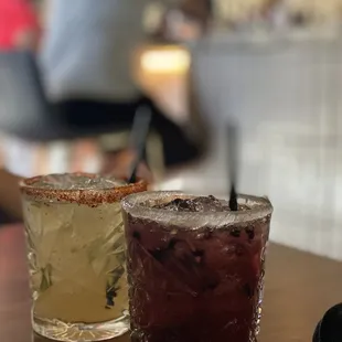 Spicy margarita and blackberry margarita
