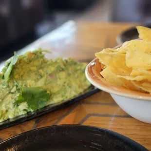 Chips and guacamole.  It's a lot so if your 2 persons or less, plan to take it home