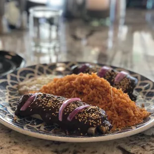 Chicken enchiladas with mole sauce