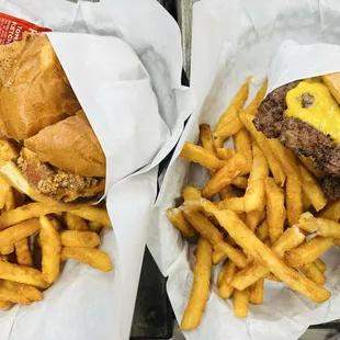 Spicy Fried Chicken Sandwich &amp; Double Smash Burger