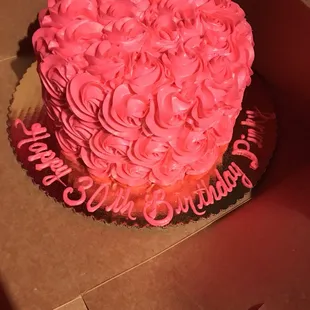 Hot Pink Rosette Cake with Strawberry filling.