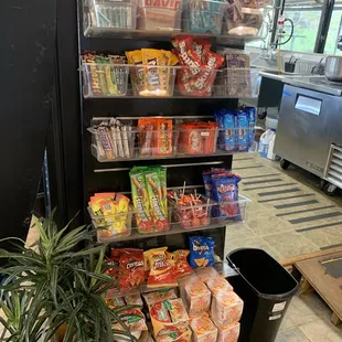shelves of snacks and snacks