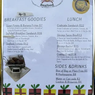 Food truck menu
