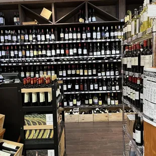 shelves of wine