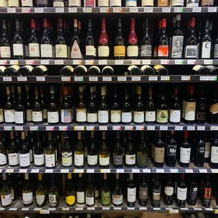 shelves of wine