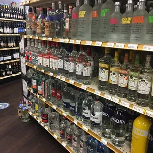 shelves of liquor