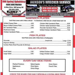 sushi and sashimi, menu