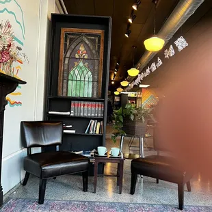 (Person edited out with finger) opposite side of cozy area.