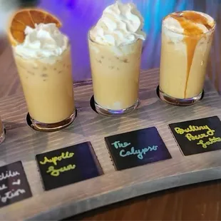 Aphrodite's Love Potion, Apollo Sun, The Calypso, Buttery Beer Latte