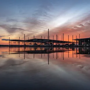 Newly built slips with wonderful sunset! At Lake Thunderbird
