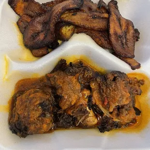 Oxtails flavored with the bottom of the pot and scorched to smithereens.