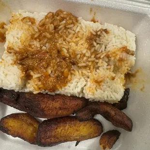 Rice and fried plantain