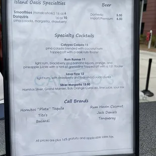 menu