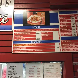menu and prices