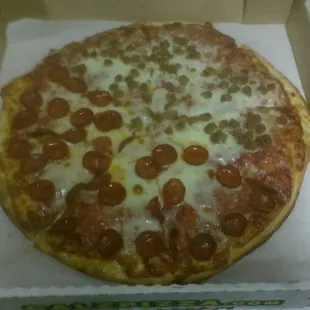 Large Half Pepperoni Half Sausage