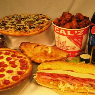 a variety of pizzas