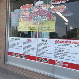 menus on the window of a restaurant