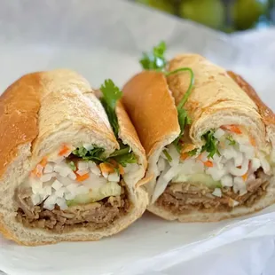 Grilled pork sandwich.