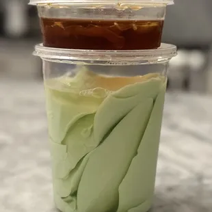 Pandan Silken tofu with ginger sugar sauce is delicious!