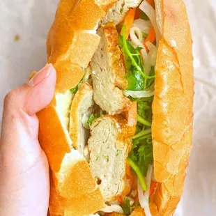 a person holding a sub sandwich