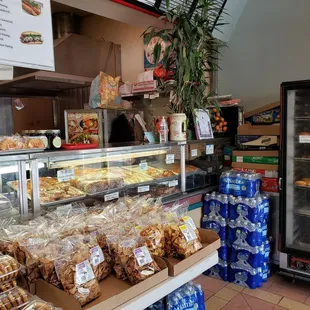 a display of baked goods