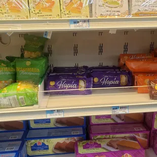 a variety of packaged food items