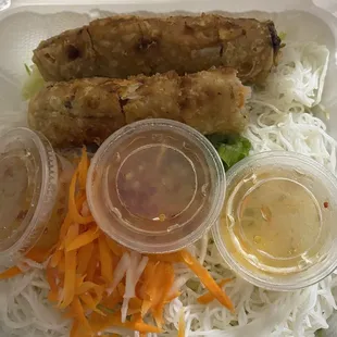 Egg Rolls Over Rice Noodle