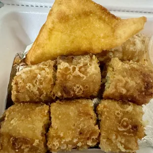 Order of pork egg rolls and one of the cheese wontons that was included as a choice with the lunch special.