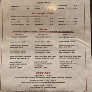 Menu back