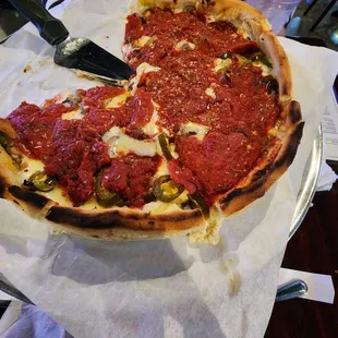 Pizza Supreme deep dish pizza