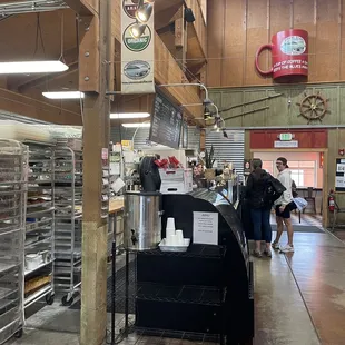 the inside of a bakery shop