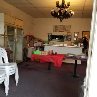 a view of the dining area