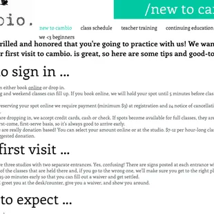 Never been to our studio? Check out our page for newcomers at cambioyoga.com