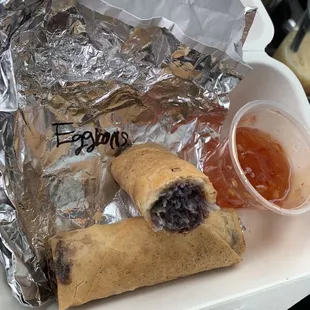 Purple egg rolls