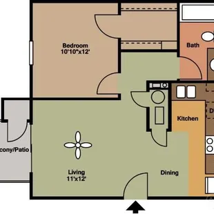 1 Bedroom, 1 Bathroom Floorplan!