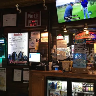 the bar and televisions