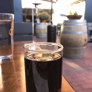 a glass of beer on a table