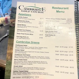 Menu as of 7-26-22