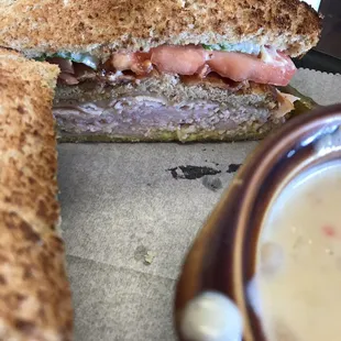 Turkey Club sandwich w white bean soup