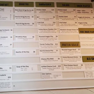 Food menu