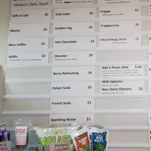 Drink menu