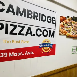 a sign for cambridge pizza