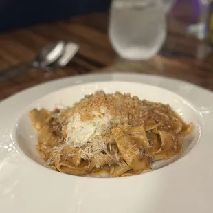Handmade pasta of the day: papardelle with braised short rib ragu and breadcrumbs