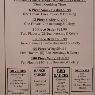 the menu for the dinner