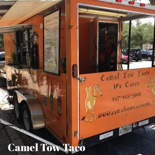 an orange food truck