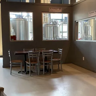 Brewing tanks visible from the dining area. The place was spotless.