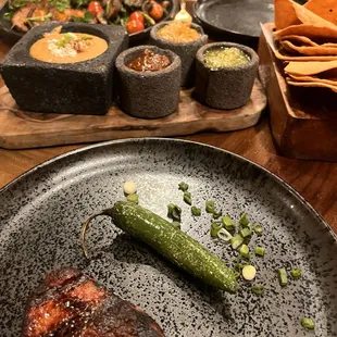 Grilled Octopus with asparagus mushrooms &amp; tomatoes. Fillet. Tostadas