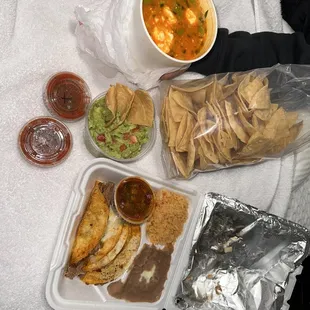Chicken Tortilla Soup, Birria Tacos, Large Guacamole